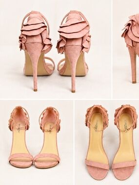 Blush Pink Ruffle Stiletto Heels – Women’s Size 10